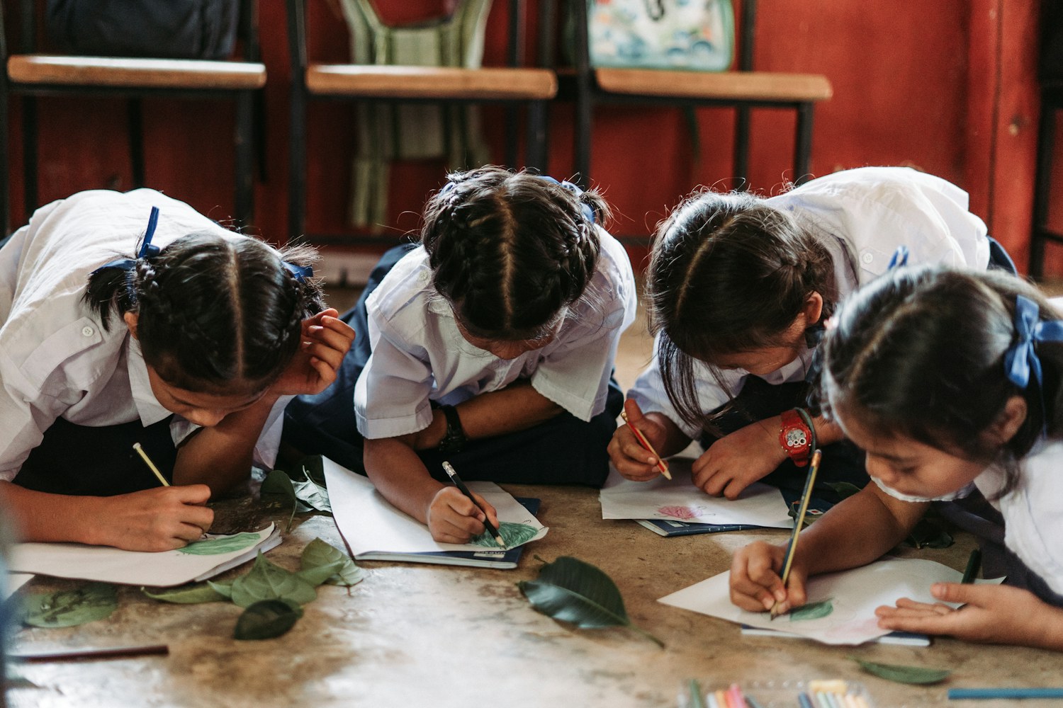 Students working together on a class assignment