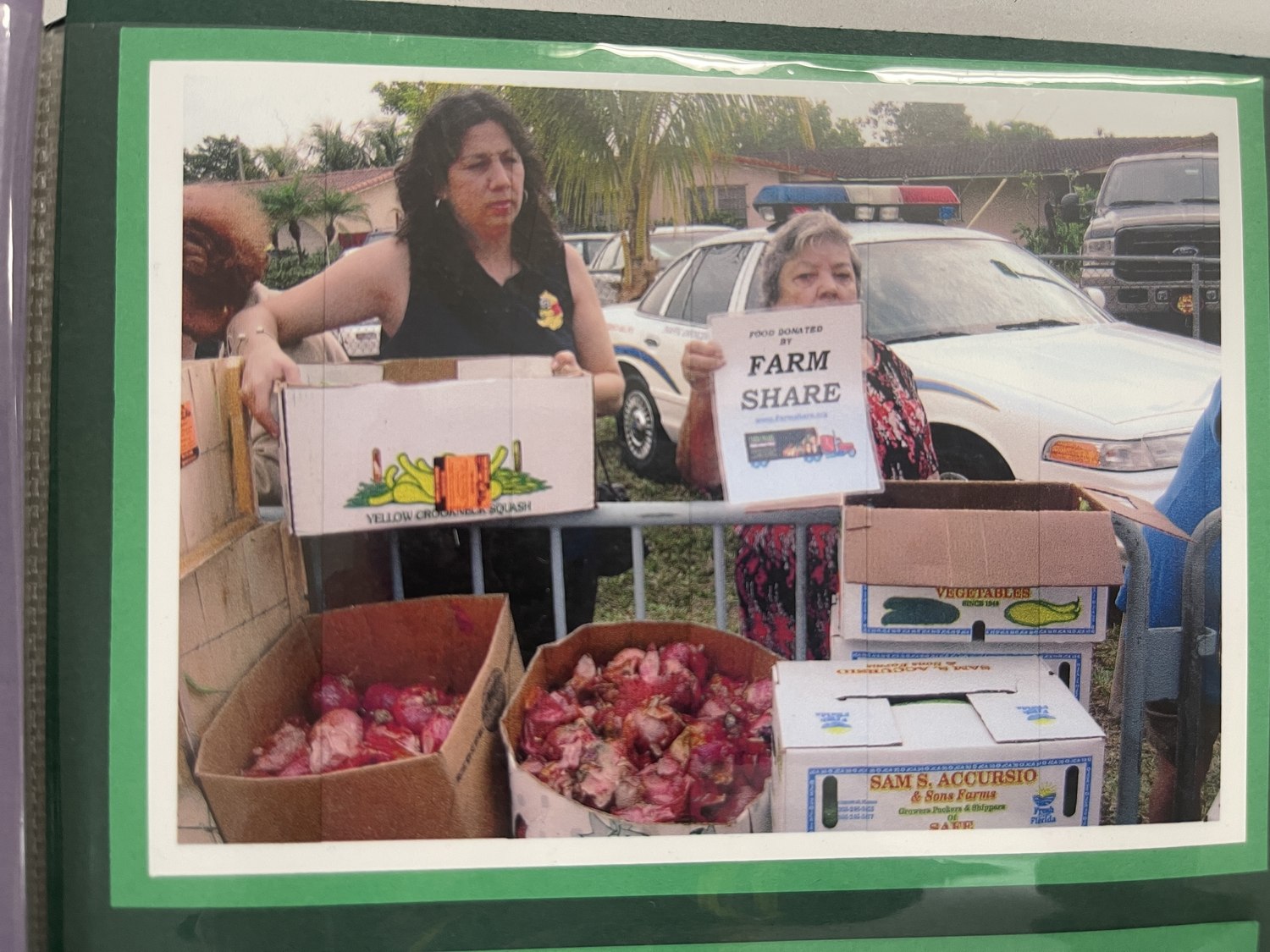 Archive photo of an early 1990s Farm Share food distribution